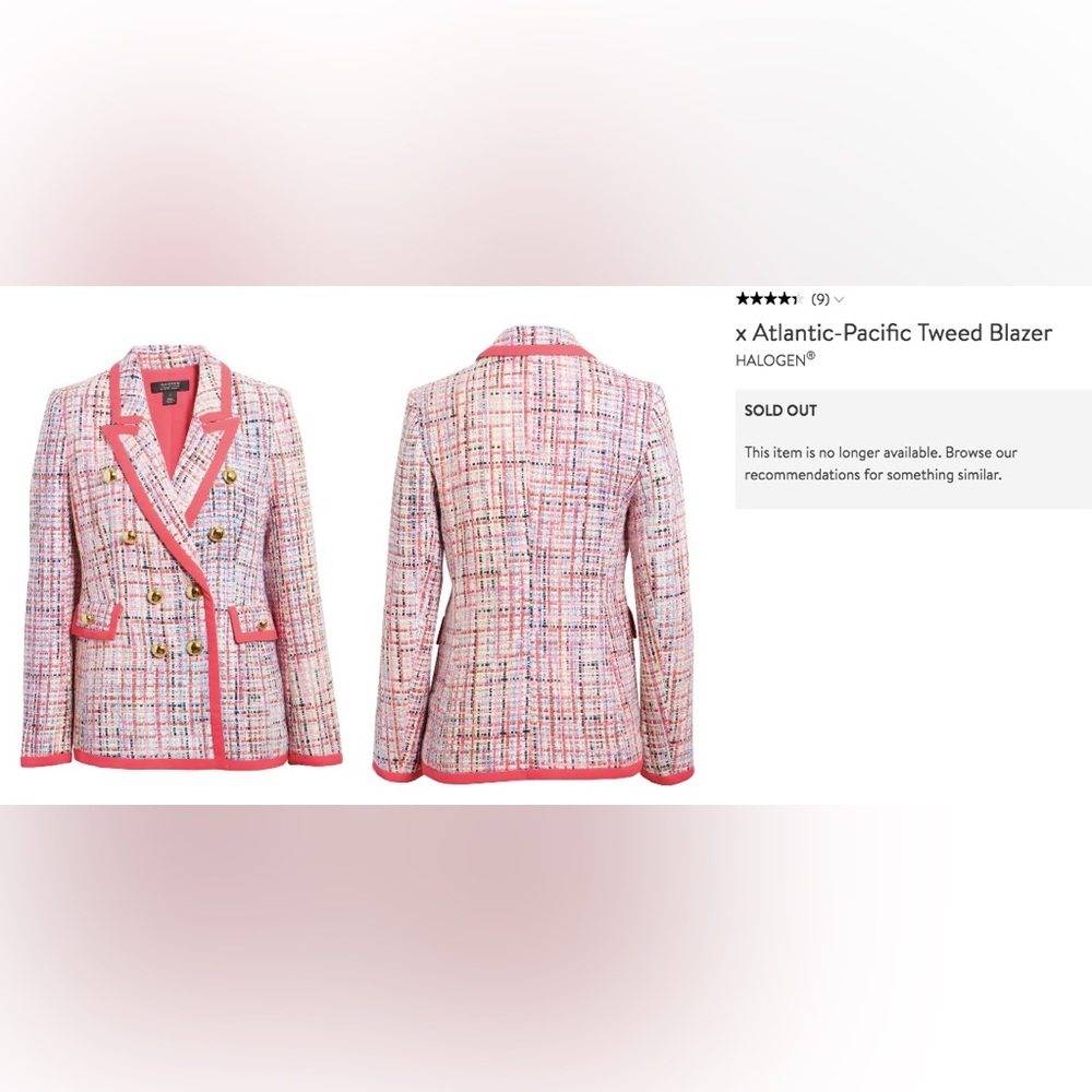 Halogen Atlantic-Pacific Pink Tweed Blazer